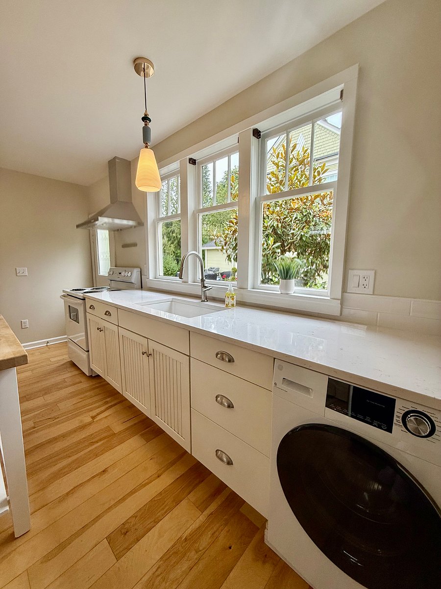 Kitchen with new quartz counters.