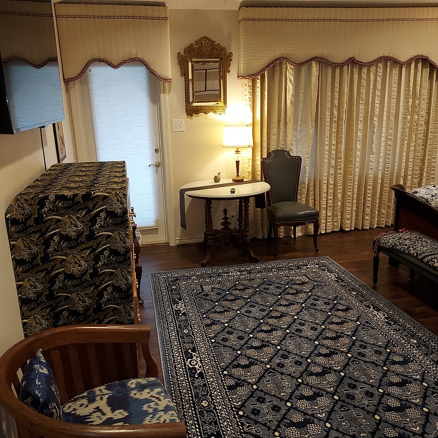 Primary bedroom, marble table/desk