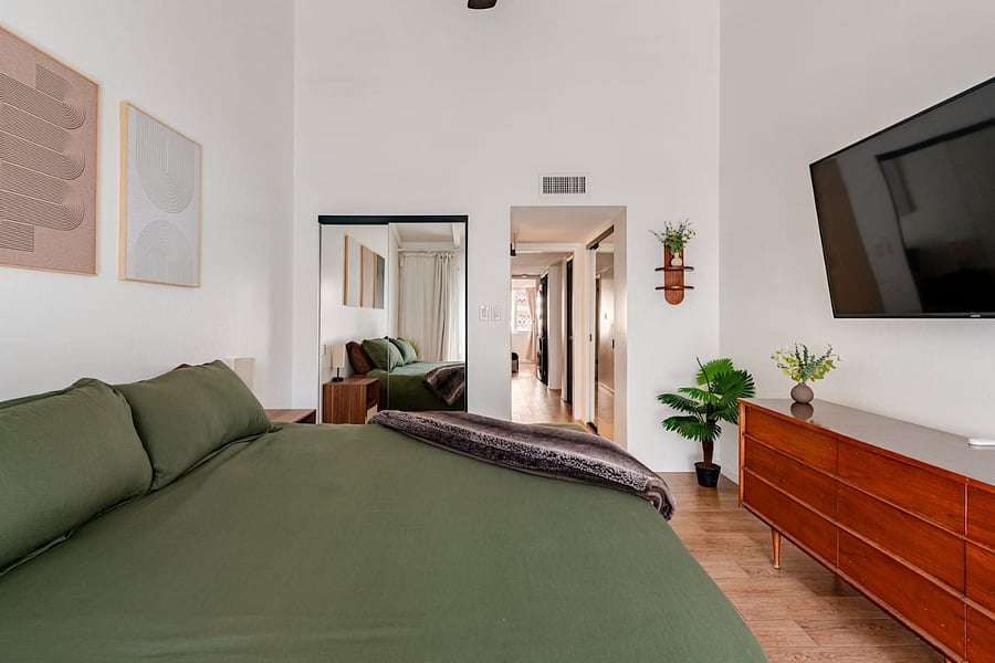 Master bedroom with King bed and 55" TV