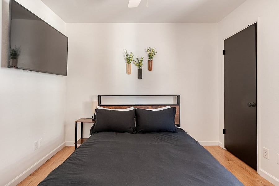 Queen Size Bed and 55" Roku TV