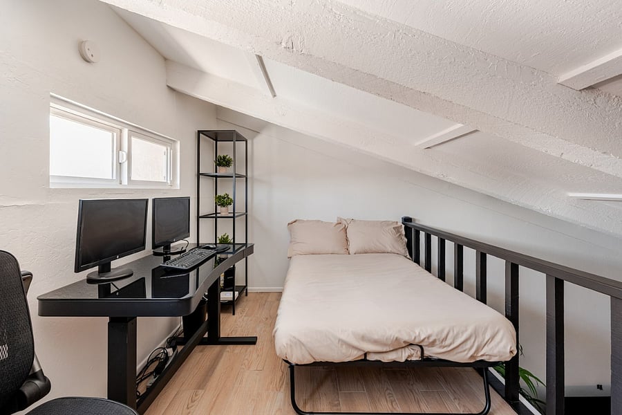 Folding twin bed with bedding