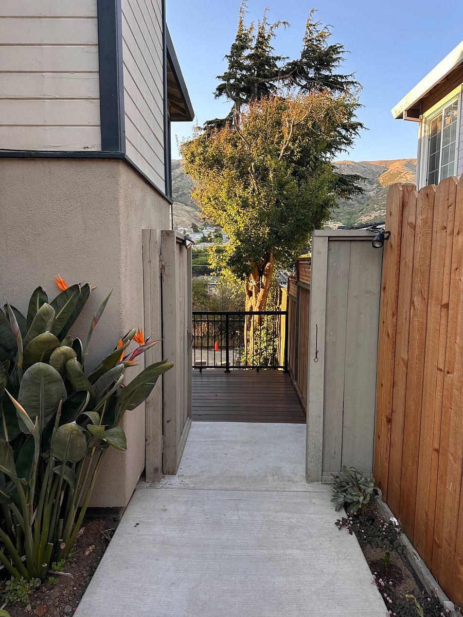 Getting in is easyjust go through the side gate, take three steps down to the patio, and use your personal code to unlock the door.