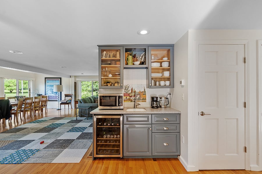 Dedicated space in shared kitchen. Exclusive use of shown cabinets, sink, fridge, microwave and pantry closet to the right. 