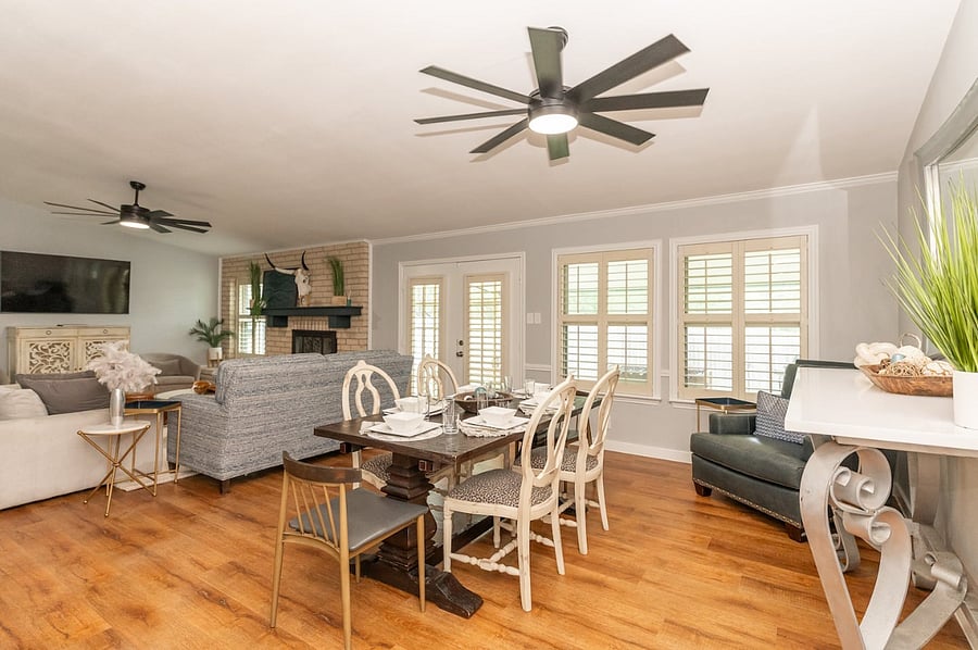 Host memorable meals in this elegant dining area, perfect for family dinners or game night. Bright natural light and open flow into the living room make it ideal for entertaining. A comfortable layout where everyone can gather and connect together