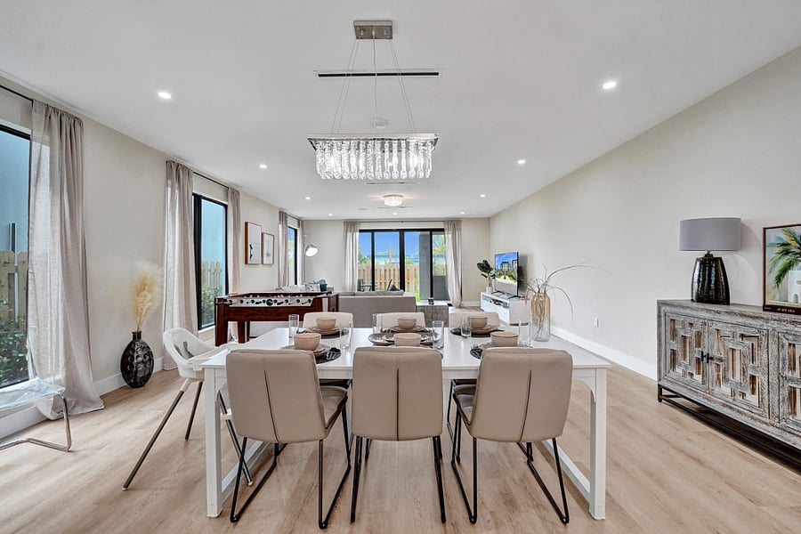 Open layout that connects seamlessly with the dining area, making it ideal for entertaining and meal preparation.