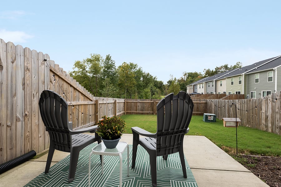 Fenced in backyard