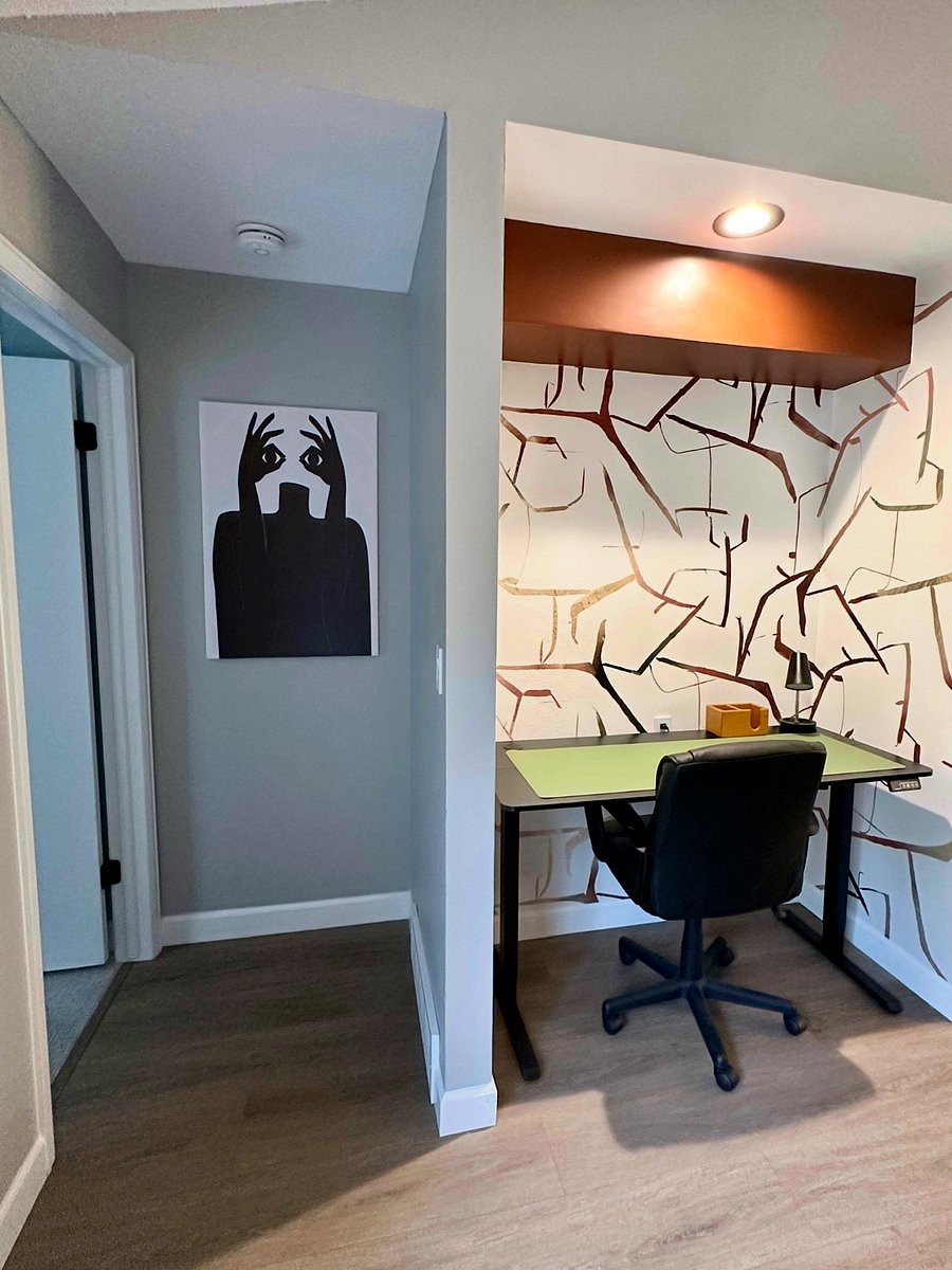 Dedicated workspace with electric standing desk