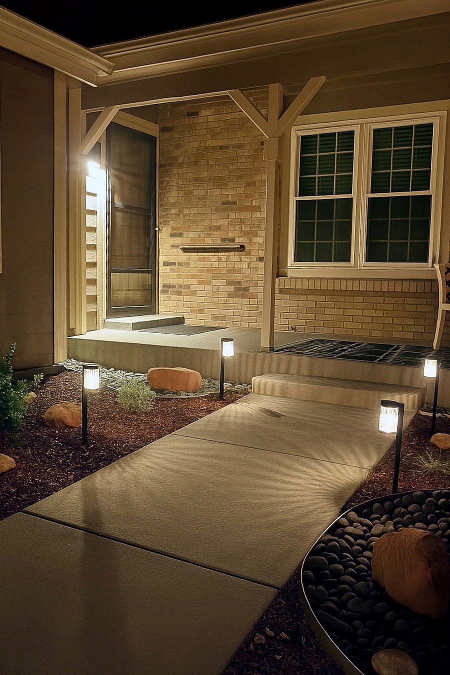 Lighted entry to the front door