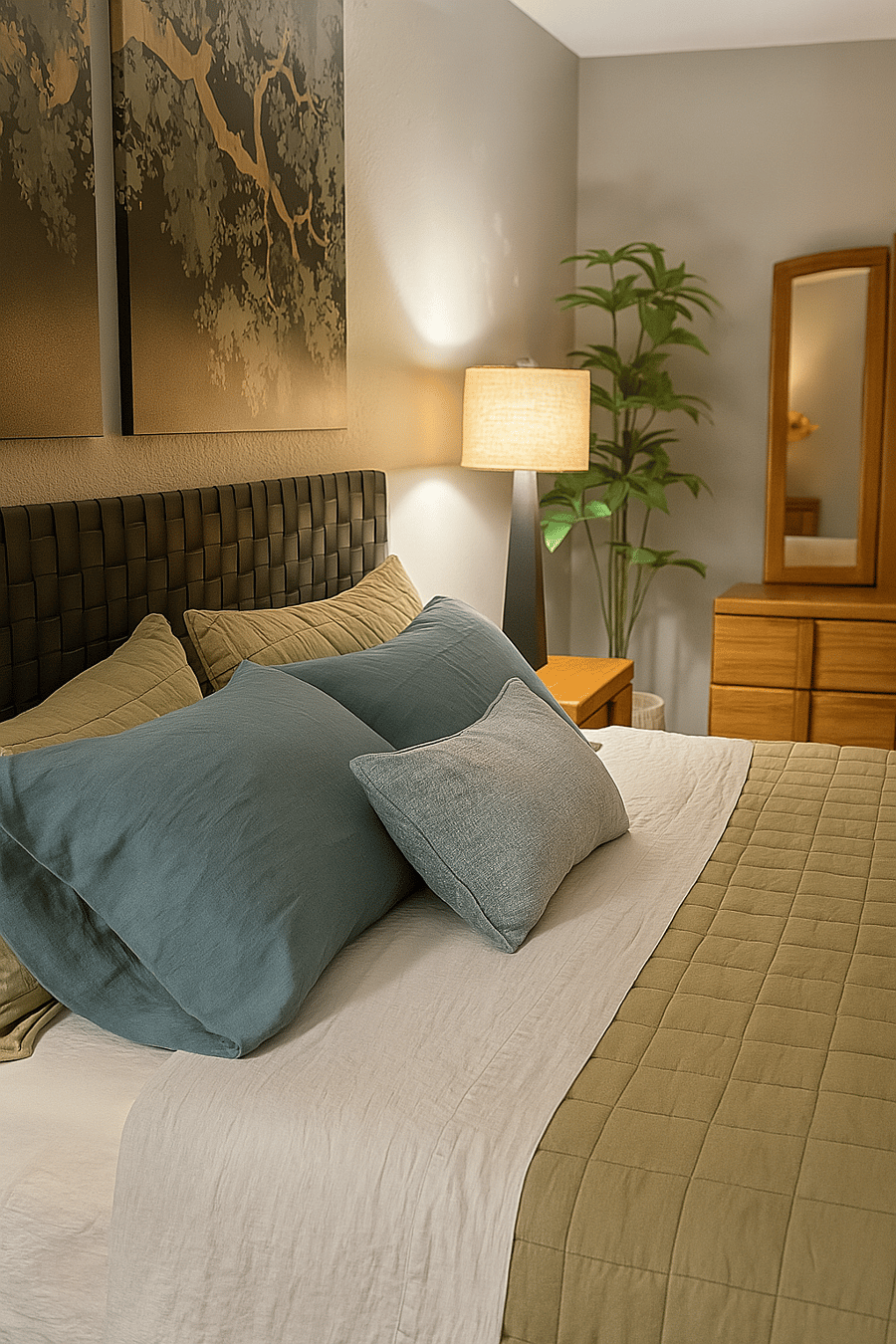 King bed with adjustable base in master bedroom