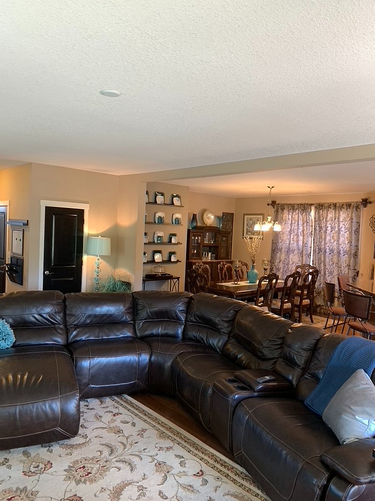 Shared open concept dining, living room and kitchen.