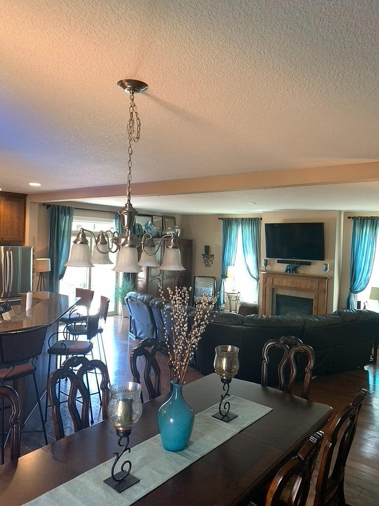 Open concept dining, living room, and kitchen