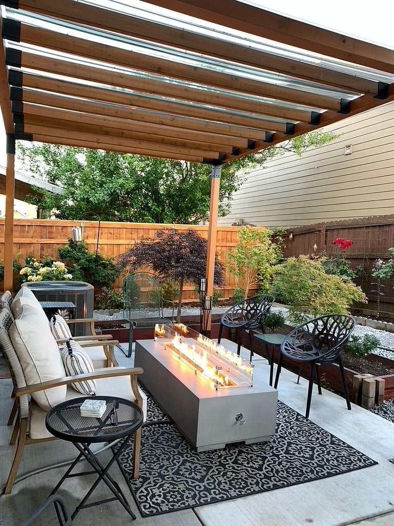 Shared back patio with fire pit