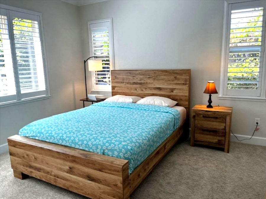 Downstairs Master Suite  queen bed, 14inch memory foam mattress, and luxury pillows