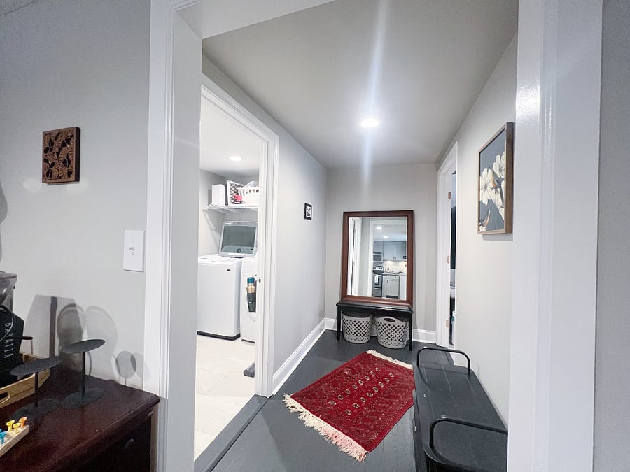 Washer and dryer in back hallway
