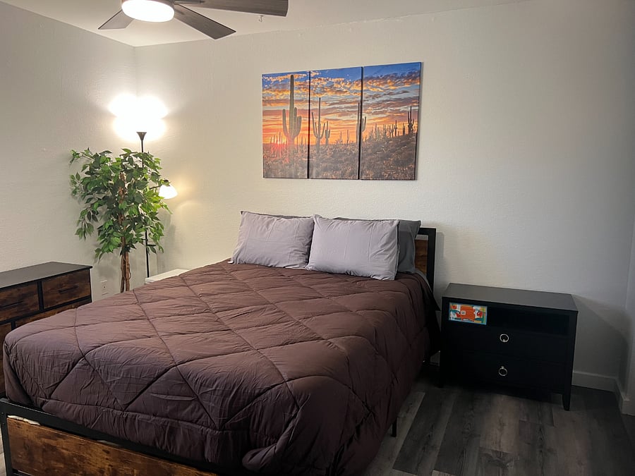 Upstairs bedroom with queen bed