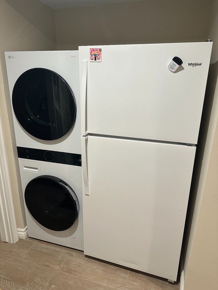 Full size refrigerator and washer/dryer