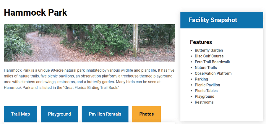 Hammock Park is your neighbor!