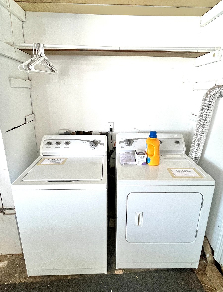 The washer and dryer are in the garage.