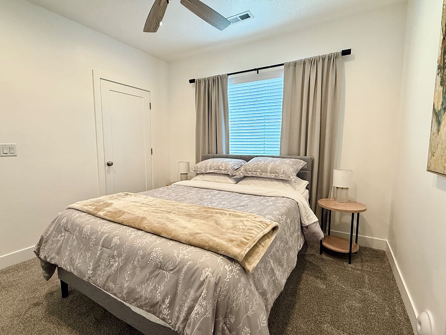 Main bedroom has a spacious walk-in closet