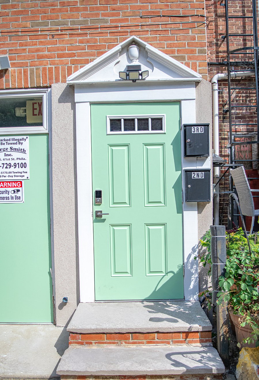 Main entry door with keyless smart lock.