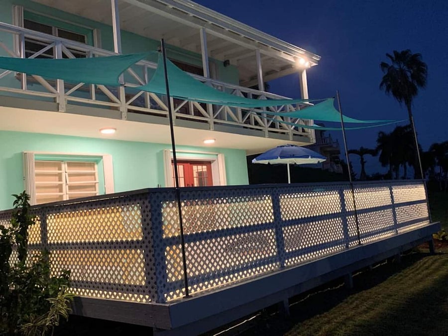 Plenty of patio space, seating, lounges for family and groups to relax outdoors. An umbrella is located here for those who prefer shade during meaningful conversations