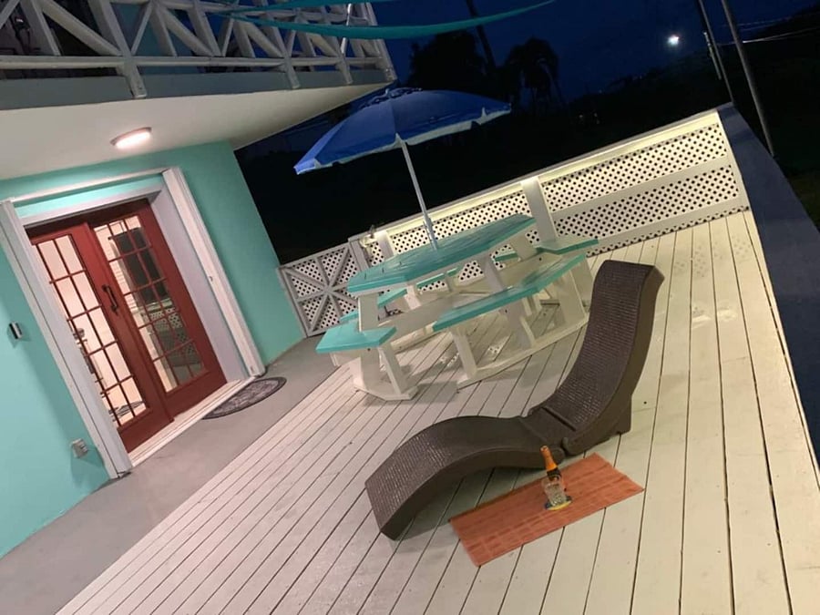 Enjoy family gatherings on the large deck day or night, you have your own private space with views. There are no stairs to the entrance on the deck level, well lit at night.