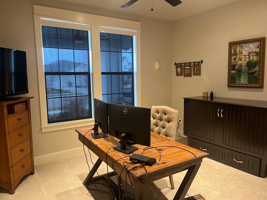 Bedroom 2/office with desk and dual monitors