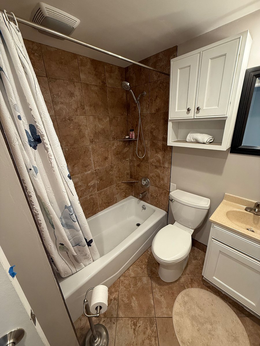 Shared bathroom - includes lil cabinet space for your toiletrees