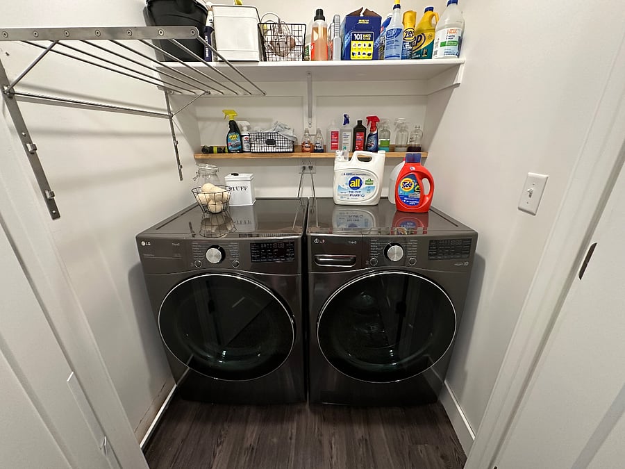 Washer and dryer and cleaning supplies