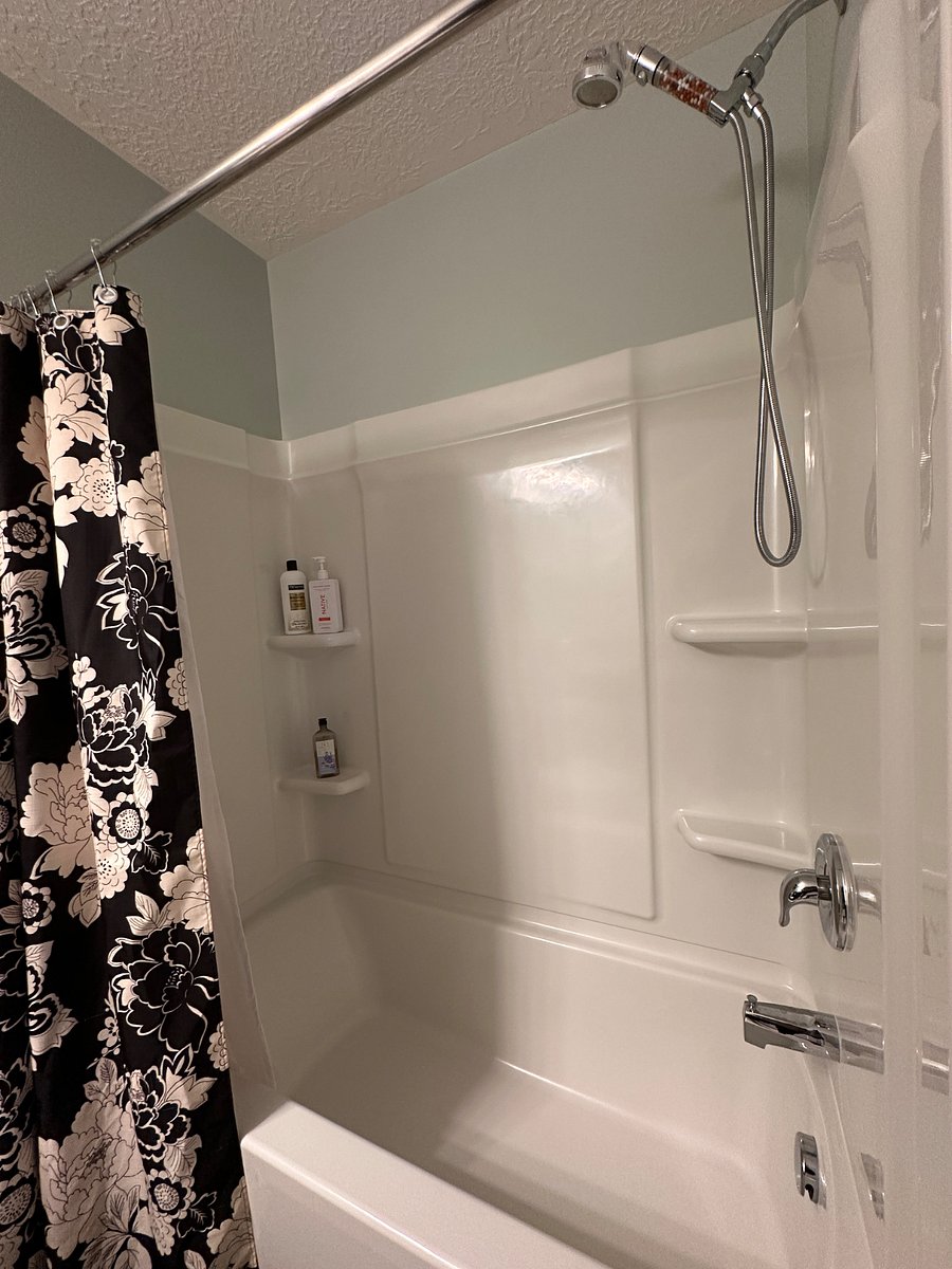 Squeaky clean shower with a high pressure, filtered, hand held shower head