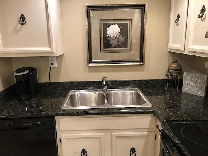 Keurig coffee maker and full size kitchen sink