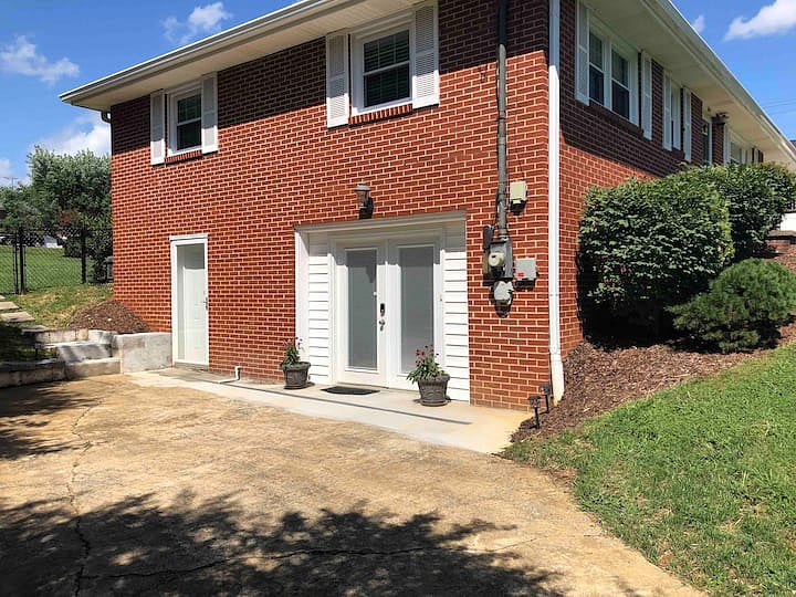 This is your private driveway and entrance. The French door has a digital smart lock.