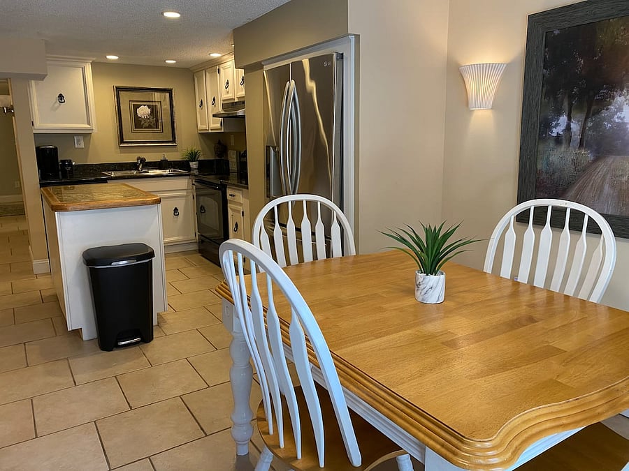 Open floor plan. This is the kitchen and dining area.