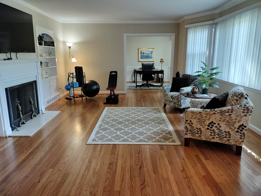 Front R&R room looking toward the office area
(front fireplace and 65" TV)