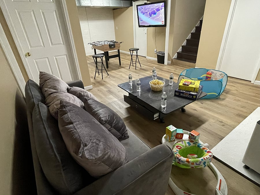 Basement Game Room and Lounge Area