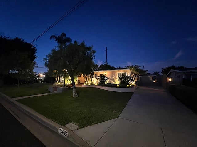 Night, street view of home 