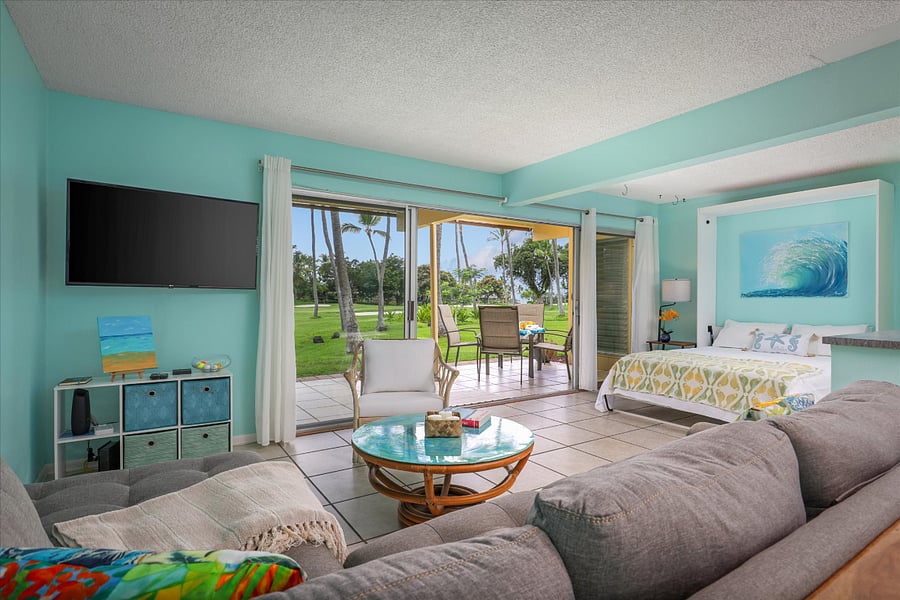 Living Area with Murhpy Bed Open