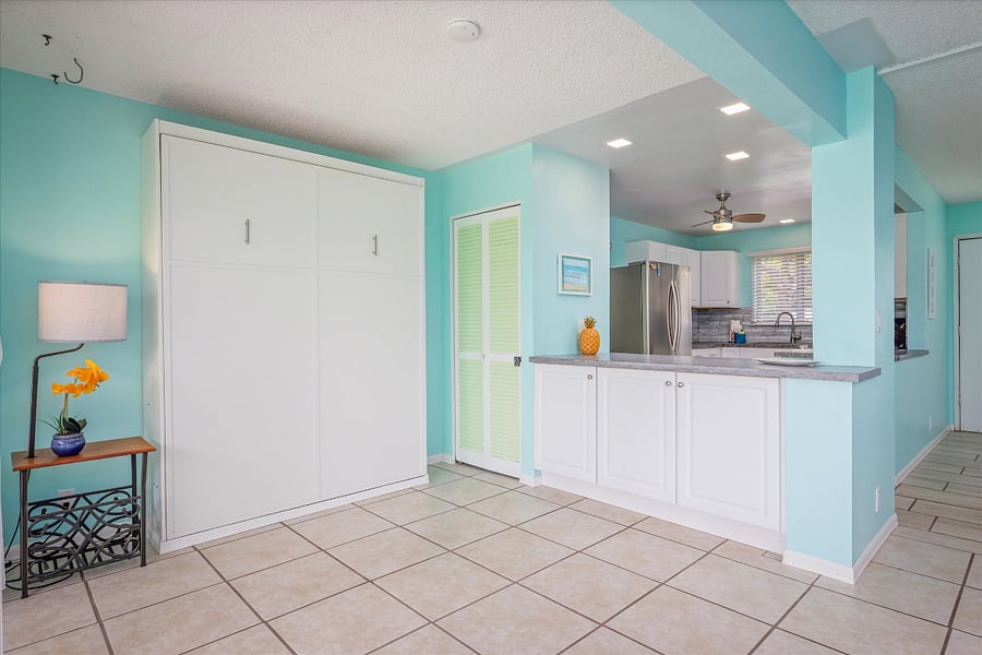 Murphy Bed and Kitchen Areas