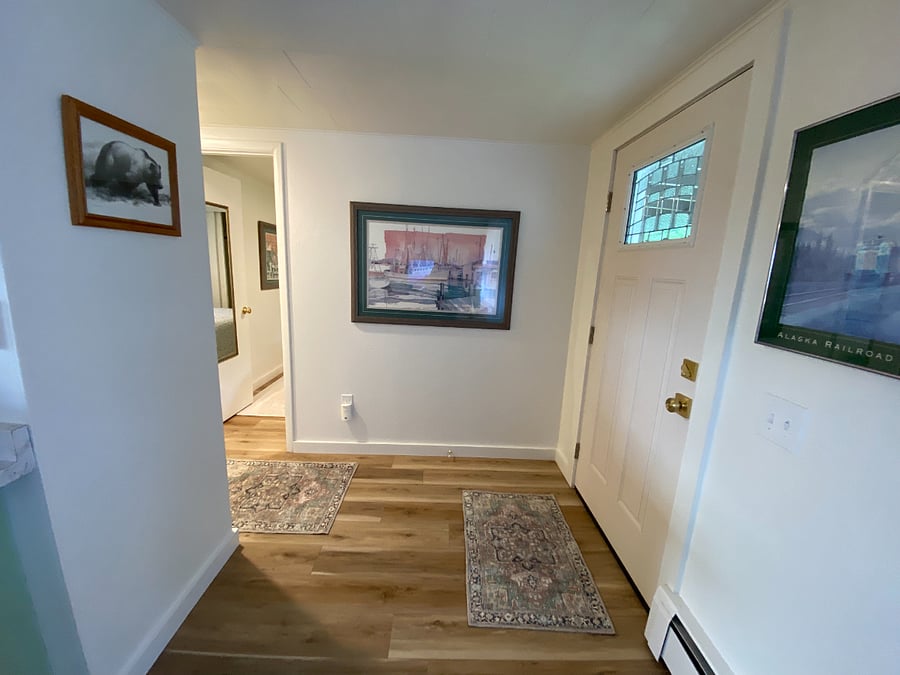 Front door to small balcony/porch