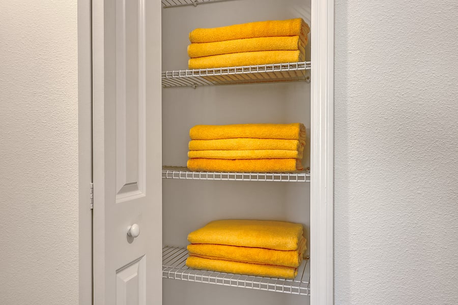 Pool towels provided for resort-style amenities.