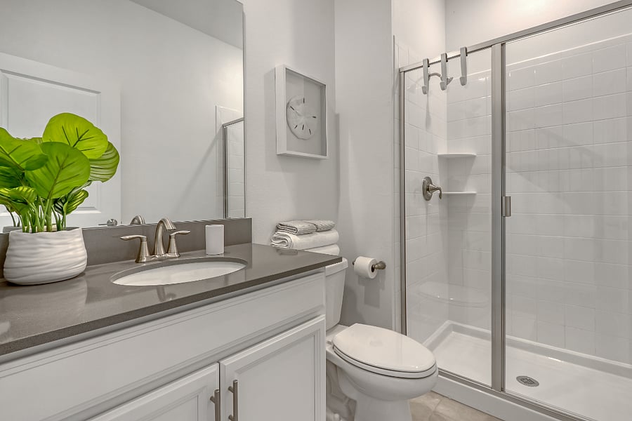 Private downstairs bath next to first-floor suite. 