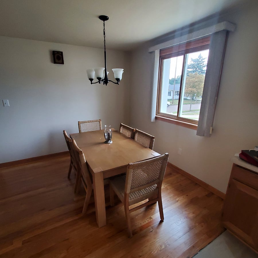 Separate dining room opens up to the kitchen and living room.