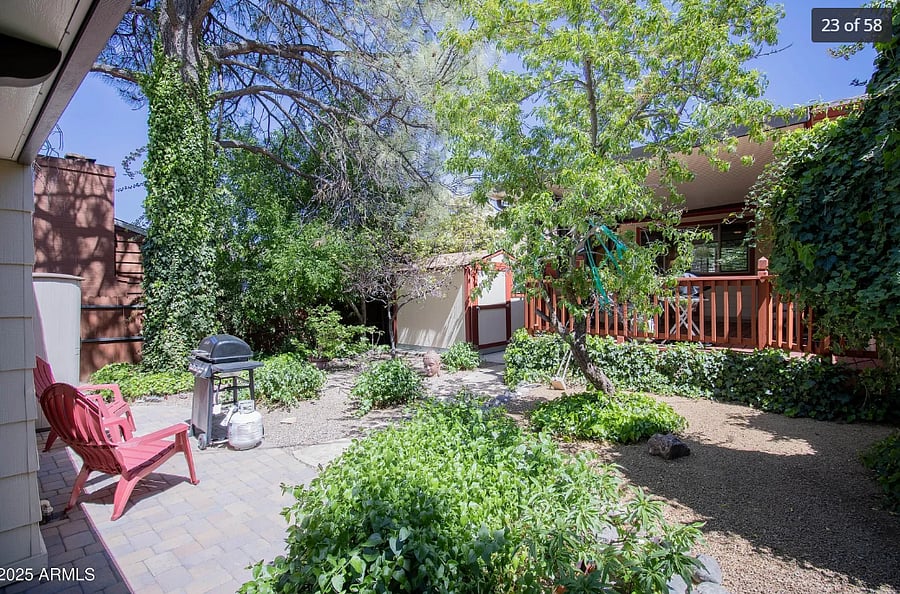 View of the outside area along the side of the house.