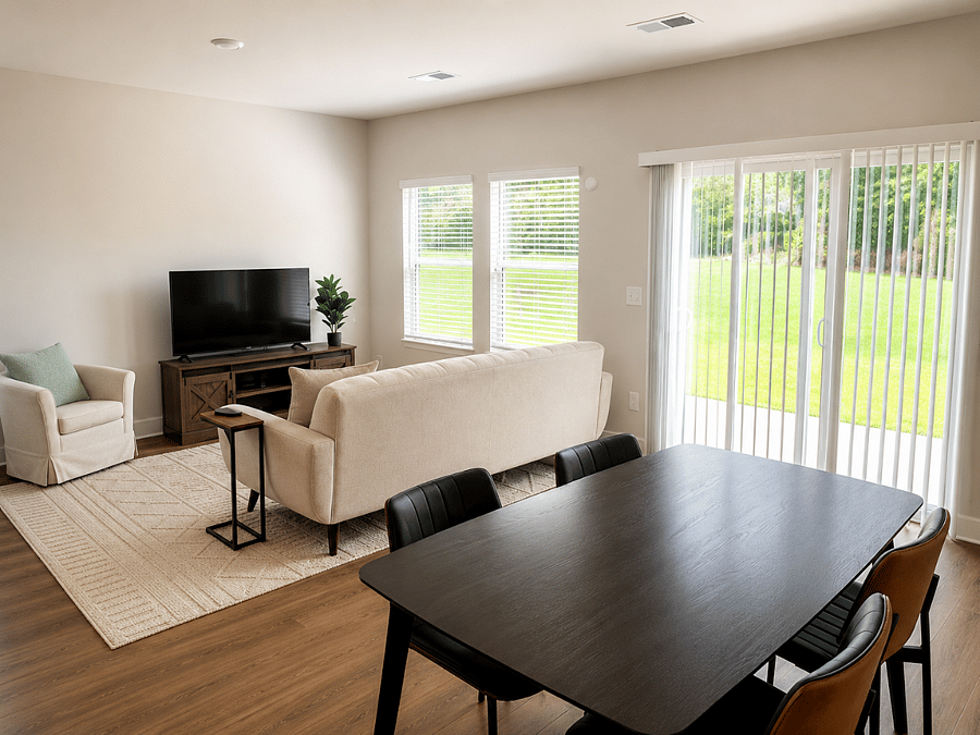 Open-concept living & dining area perfect for relaxing or entertaining