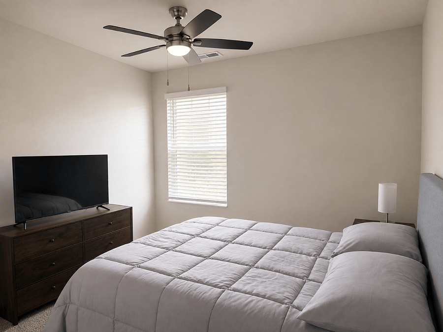 Smart TV, dresser & plenty of natural light