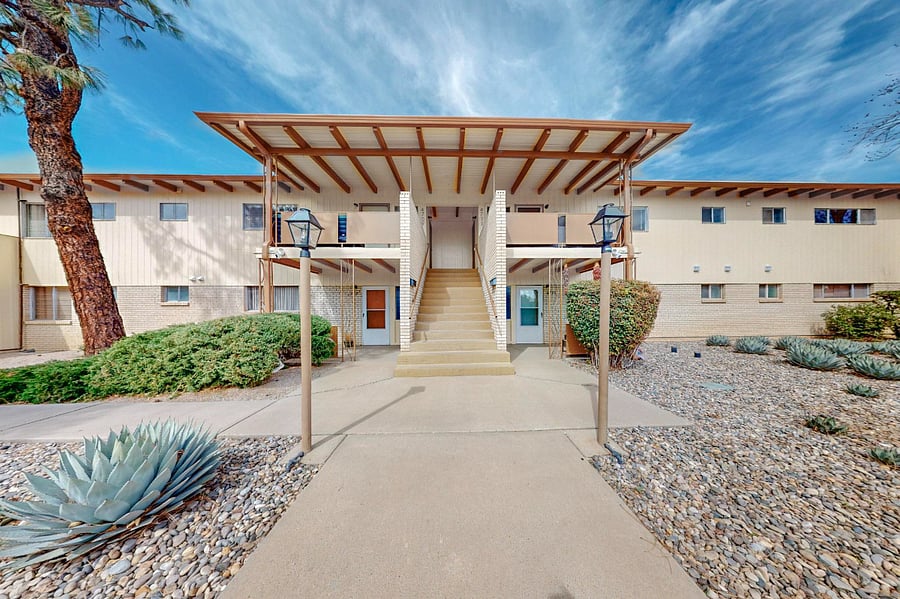 Building entrance -- apartment is on the ground floor