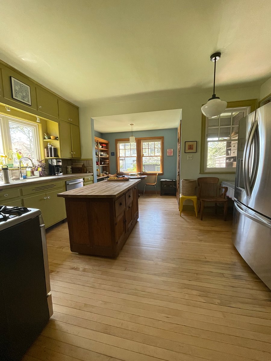 Large sun filled kitchen.