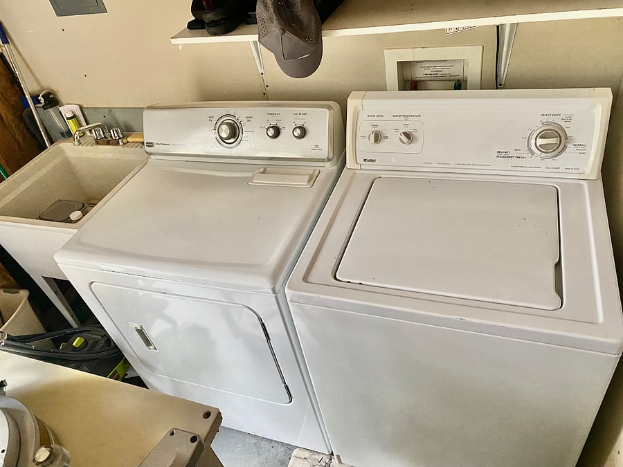 Washer and dryer located in private garage