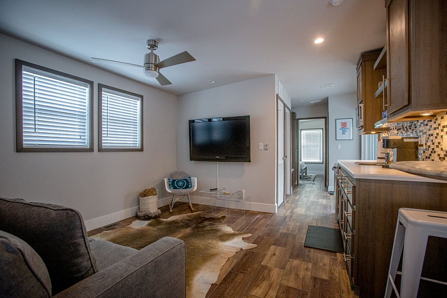 Unit 2 living room (w/queen sofa-bed), kitchenette