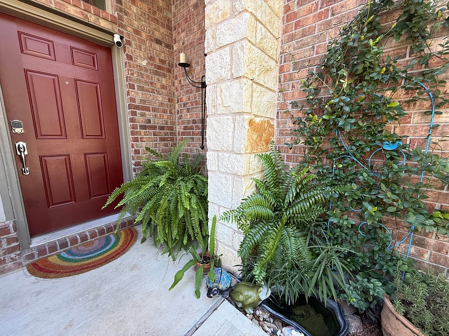 Entry, with water feature. Renter gets their own personal door code.